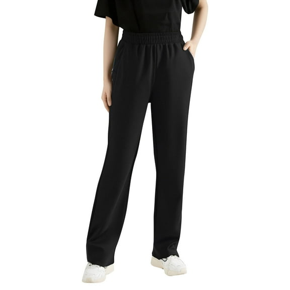 Womens Sweatpants Relaxed Fit Straigh Leg Sports Pants with Pocket Solid Color Elasticc Waist Slacks Women Pants