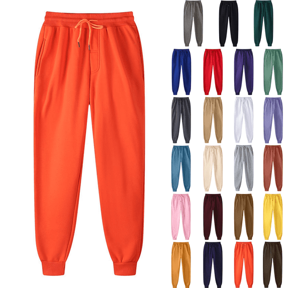 Womens Sweatpants Sawvnm Mens Sweatpants with Pockets, Mens Jogging Pants Elastic Bottom, Soft Hip-hop Sweatpants for Men Women Fall Winter Clothes 2025 Orange 2XL