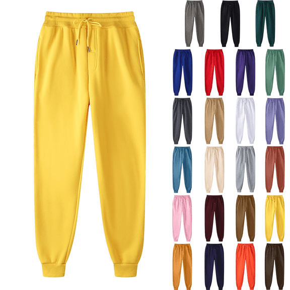 Womens Sweatpants Sawvnm Mens Sweatpants with Pockets, Mens Jogging Pants Elastic Bottom, Soft Hip-hop Sweatpants for Men Women Fall Winter Clothes 2025 Yellow S