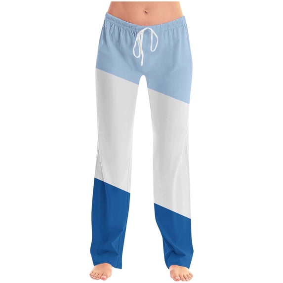 Womens Sweatpants Sevevn Women's Fashion Color-Blocking Pockets Elastic Waist Drawstring Fallow Full Length Pants