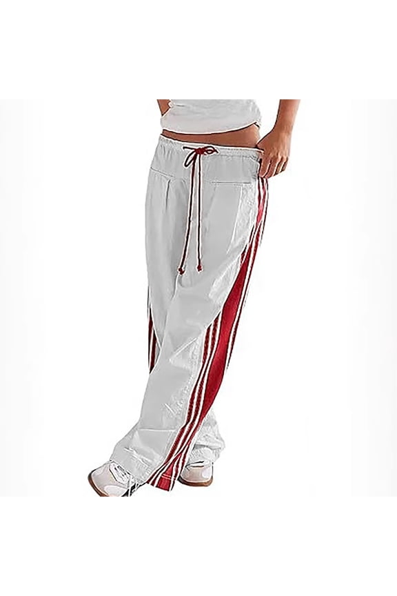 Womens Sweatpants Sevevn Women's Wide Leg Pants Drawstring High Rise Side Striped Slouchy Palazzo Pants with Pockets