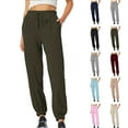 thumbnail image 1 of Womens Sweatpants Solid Color Elastic Waistband Sports And Leisure Belt Pocket Foot Binding Sweatpants, 1 of 9