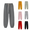 thumbnail image 1 of Womens Sweatpants Solid Color Warm Casual Lace-Up Leggings Straight Leg Pants Dark Gray (M-5XL), 1 of 4