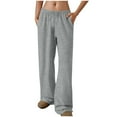 thumbnail image 1 of Womens Sweatpants Solid Color fashion Drawstring Elastic Waist Wide Leg Long Pants With Side Pockets(XL,Gray), 1 of 5