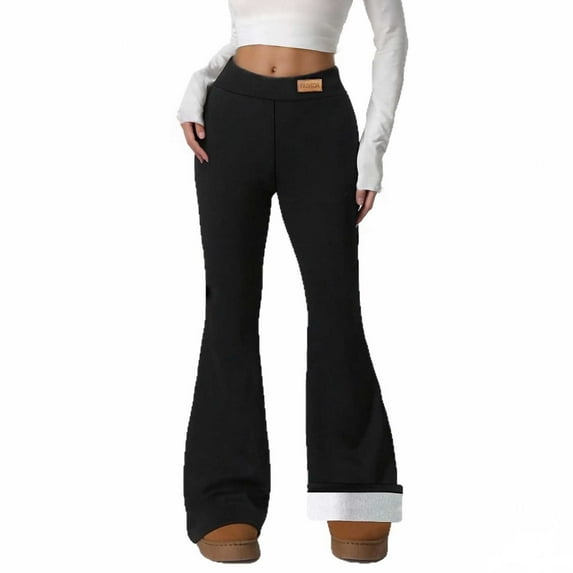 Womens Sweatpants Solid High Waisted Thermal Yoga Flared Wide Leg Pants for Comfort and Warmth