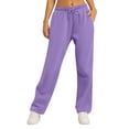 thumbnail image 1 of Womens Sweatpants Straight Leg Elastic Waist Drawstring Casual Loose Fit Solid Color Sweat Pants with Pockets (XL, Purple), 1 of 7