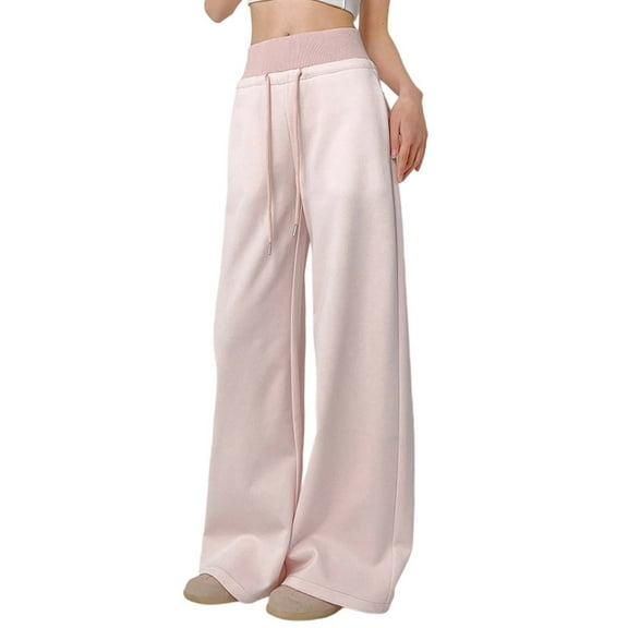 Womens Sweatpants Ultra High Waisted Sweatpants Loose Wide Leg Fit Tummy Control Casual Pants Pink M