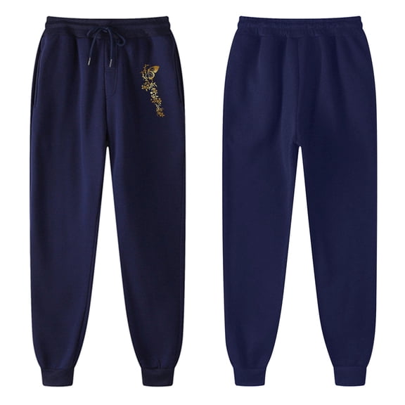 Womens Sweatpants Valentine's Day Butterfly Print Relaxed Fit Athletic Pants With Drawstring Casual Sport Pants With Pocket Navy XXXL