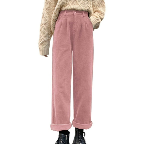 Womens Sweatpants Vintage High Waisted Straight Leg Corduroy Pants Trouser Pants