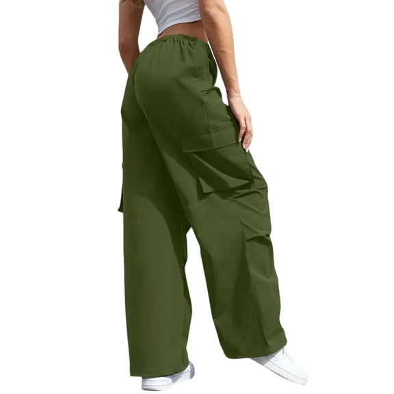 Womens Sweatpants Wide Leg Cargo Barrel Baggy Pants Joggers Fall Clothes Work Travel Outfits Army Green M