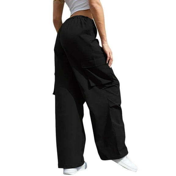 Womens Sweatpants Wide Leg Cargo Barrel Baggy Pants Joggers Fall Clothes Work Travel Outfits Black L