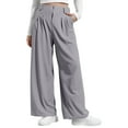 thumbnail image 1 of Womens Sweatpants Wide-leg with Pockets Solid Color Hanging High Waist Wide Leg Versatile Casual Loose Pants for Golf, Athletic,Travel, Work Dark Gray L, 1 of 8