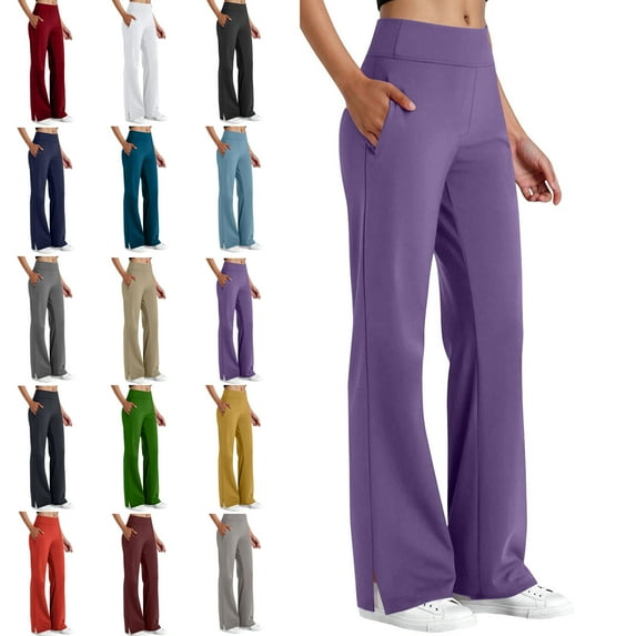 Womens Sweatpants Wide-leg with Pockets, Lightweight Quick Dry Athletic Workout Soft Pants for Gym, Yoga, Running,Travel, Work Purple M