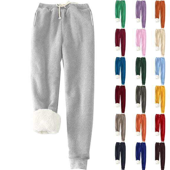 Womens Sweatpants Winter Warm Sherpa Fleece Lined Pants Casual Loose Drawstring Thermal Joggers with Pockets Royal Blue XL