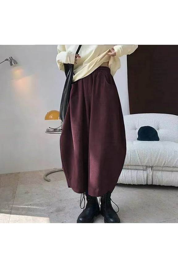 Womens Sweatpants Women Corduroy Barrel Pants Wide Leg Vintage Mid Baggy Pants Fashion Clothing