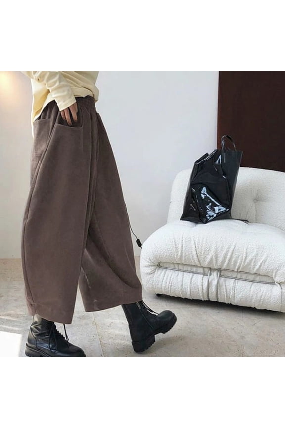 Womens Sweatpants Women Corduroy Barrel Pants Wide Leg Vintage Mid Baggy Pants Fashion Clothing