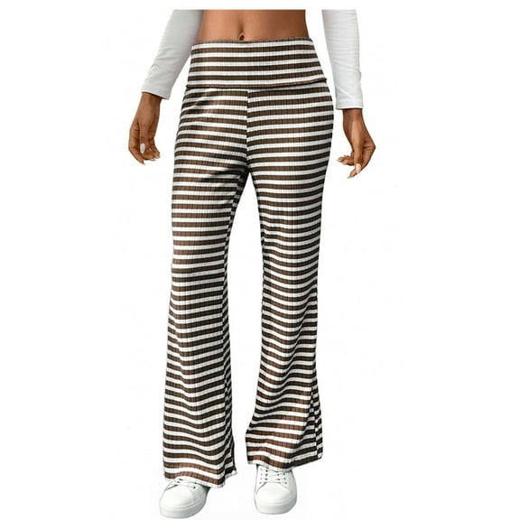 Womens Sweatpants, Women's Striped Straight Leg Pant High Waist Loose Lounge Pant Y2k Fall Color Block Knit Sweatpant