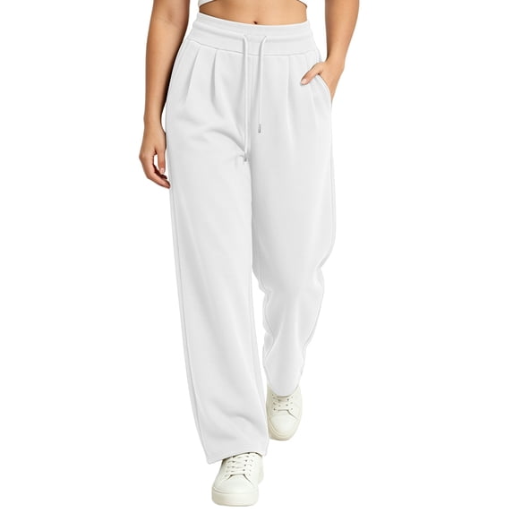 Womens Sweatpants with Pockets Drawstring Elastic Waist Casual Lounge Pants Solid Color Tapered Pants