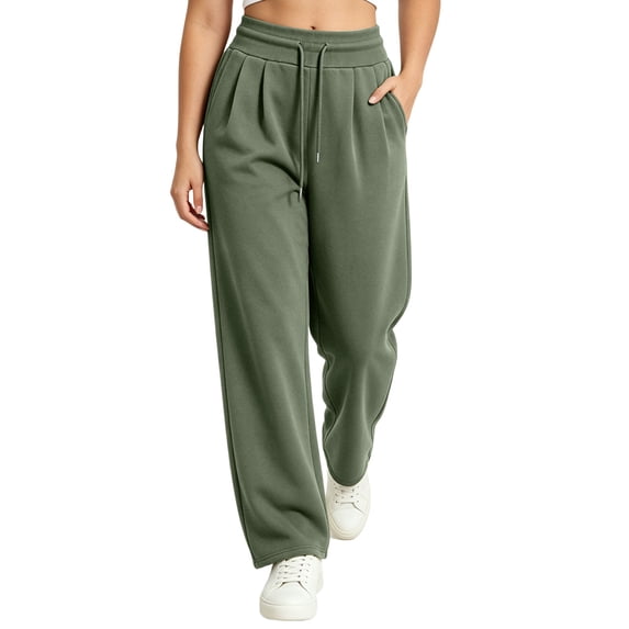 Womens Sweatpants with Pockets Drawstring Elastic Waist Casual Lounge Pants Solid Color Tapered Pants