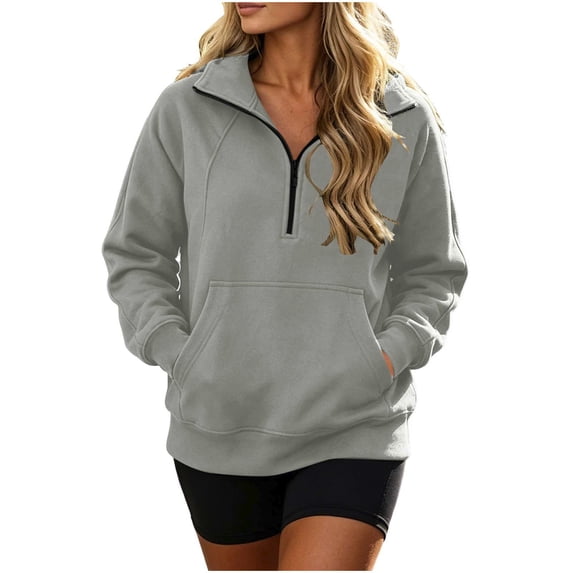 Womens Sweatshirt 1/4 Half Zip Pullover Casual Long Sleeve Lightweight Workout Sweatshirts Tops Y2k Winter Zip Up Jackets Oversized Tops Clothes 2026