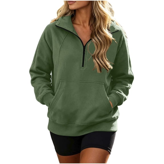 Womens Sweatshirt 1/4 Half Zip Pullover Casual Long Sleeve Lightweight Workout Sweatshirts Tops Y2k Winter Zip Up Jackets Oversized Tops Clothes 2026