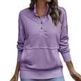 thumbnail image 1 of Womens Sweatshirt Button Down Lightweight Baggy Shirts Casual Tops for Women Fall Outfits for Women Workout Tops for Women Casual Shirts for Women Loose Fit Long Sleeve Tops,Light Violet,S, 1 of 6