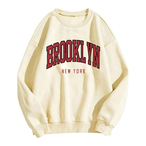 Womens Sweatshirt Casual Fashion Long Sleeve Loose Fit Crew Neck Pullover Tops Hoodie Size M