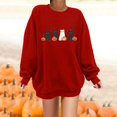 thumbnail image 1 of Womens Sweatshirt Casual Ghost Black Cat Pumpkin Graphic Crew Neck Long Sleeve Pullover Cutecore Streetwear Halloween Top Fall Winter Oversized Sweatshirts Red XL, 1 of 7