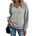 thumbnail image 1 of Womens Sweatshirt Casual Long Sleeve Quarter Zip Pullover Lightweight Sweatshirts Tops Fall Fashion Outfits 2025 Gray L, 1 of 5