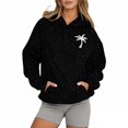 thumbnail image 1 of Womens Sweatshirt Coconut Tree Printed Sparkly Hoodies for Men Pullover Hooded Tops Loose, 1 of 3