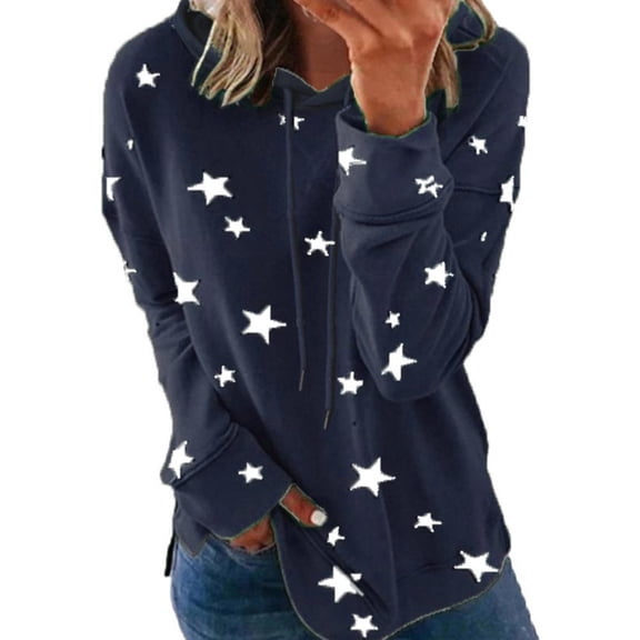 Womens Sweatshirt Crew Neck Star Graphic Pullover Tops 2025 Fall Casual Long sleeve Oversized Sweatshirt, Limited Time Offer Under 10 Dollars