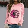 thumbnail image 1 of Womens Sweatshirt Crewneck Long Sleeve Casual Print Loose Sweatshirt Pink 2XL, 1 of 4