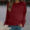 thumbnail image 1 of Womens Sweatshirt Crewneck Long Sleeve Casual Sweatshirt Wine 2XL, 1 of 4
