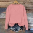 thumbnail image 1 of Womens Sweatshirt Crewneck Long Sleeve Shirts Loose Fit Pleated Front Tops Fall Fashion Pink L, 1 of 6