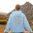 thumbnail image 1 of Womens Sweatshirt Hoodies Jesus Loves You Hooded Sweatshirts Letter Print Sweatshirt Oversized Pullover Hoodie Sweatshirt Winter Tops for Women Street Style, 1 of 5