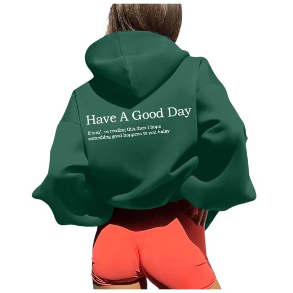 Womens Sweatshirt Hoodies Long Sleeve Womens Pullover Cute Hoodies Dark Green Hoodies Fall Essentials Preppy Clothes Teen Girl