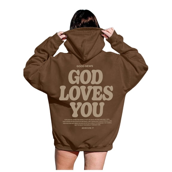 Womens Sweatshirt Hoodies Long Sleeve Womens Pullover Sweatshirt Baggy Hoodies Brown Hooded Sweatshirt Fall Outfit Cute Teen Clothes