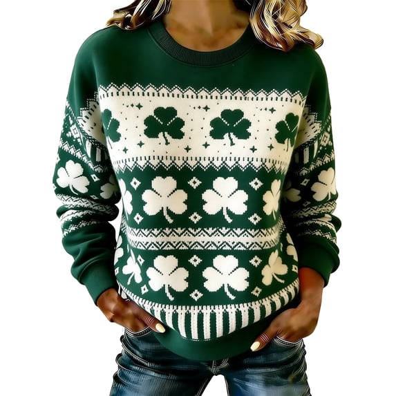 Womens Sweatshirt Irish Saint Long Sleeve Crewneck Oversized Pullover Oversized Sweatshirt for Women