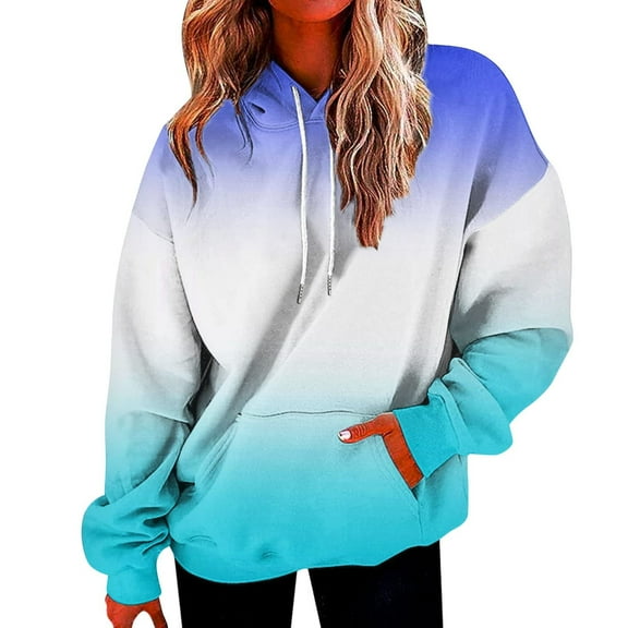 Womens Sweatshirt Jacket Womens Oversized Hoodies Sweatshirts Crewneck Pullover Long Sleeve Printed Casual Pullover Sweatshirt Tops Long Hoodies for Women S-30 Blue S