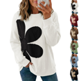 thumbnail image 1 of Womens Sweatshirt Long Sleeve Crew Neck Casual Lightweight Soft Sweatshirts Loose Pullover Tops Floral Clothes, 1 of 4