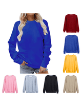 Womens Sweatshirt Long Sleeves Crewneck Casual Pullover Solid Color Lightweight Fashion Loose Tunic Tops Fall Winter Outfits Clothes