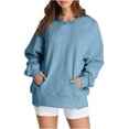 thumbnail image 1 of Womens Sweatshirt, Loose Crew Neck Plain Long Sleeve Pullover Tops Comfy Soft Color Block Cosy Sweatshirts Fall Oversized Casual Basic Jumper Sweaters with Pocket Winter Trendy, 1 of 5