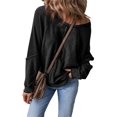 thumbnail image 1 of Womens Sweatshirt Oversized Casual Crewneck Long Sleeve Pullover Off the Shoulder Waffle Knit Tops Black XL, 1 of 5