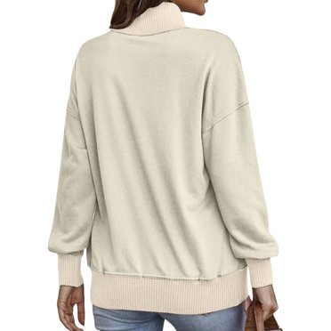 Womens Sweatshirt Oversized Casual Loose Button Up Sweatshirt V Neck Long Sleeve Pullover Lightweight Tunic Tops Khaki 2XL