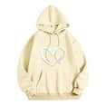 thumbnail image 1 of Womens Sweatshirt Plus Size Hooded Long Sleeve Print Round Neck Loose Sweatershirt Beige L, 1 of 2