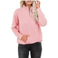 thumbnail image 1 of Womens Sweatshirt Quarter Zip Lightweight Pullover Sweatshirts Solid Color Long Sleeve Casual Tops Trendy Sweatshirts, 1 of 8