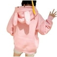 thumbnail image 1 of Womens Sweatshirt Rabbit Ear Hoodie with Hood Kawaii Cute Animal Hoodies Hooded Winter Matching Couples Hoodies Bunny Ear Pink M, 1 of 7