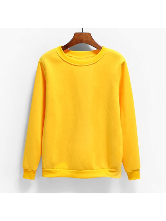 Womens Sweatshirt Sevevn Women's Oversized Round Neck Long Sleeve Solid Color Sweatshirt