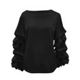 thumbnail image 1 of Womens Sweatshirt Sevevn Women's Round Neck Solid Color Loose Fitting Wrinkled Long Sleeve Sweatshirts, 1 of 7