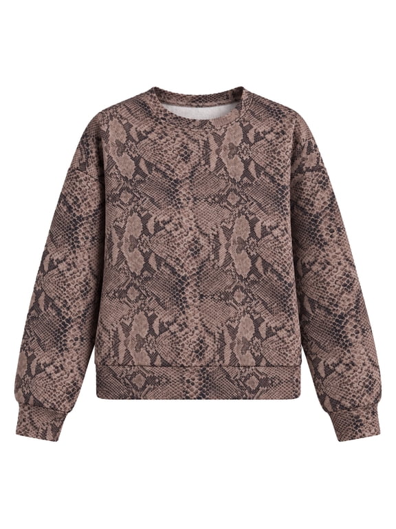Womens Sweatshirt Snake Bite Long Sleeve Shirt Crew Neck Casual Loose Fit Pullover Y2K Fall Winter Stylish Top Outfits